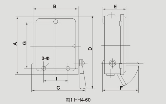 HH4系列负荷铁壳开关外形尺寸图