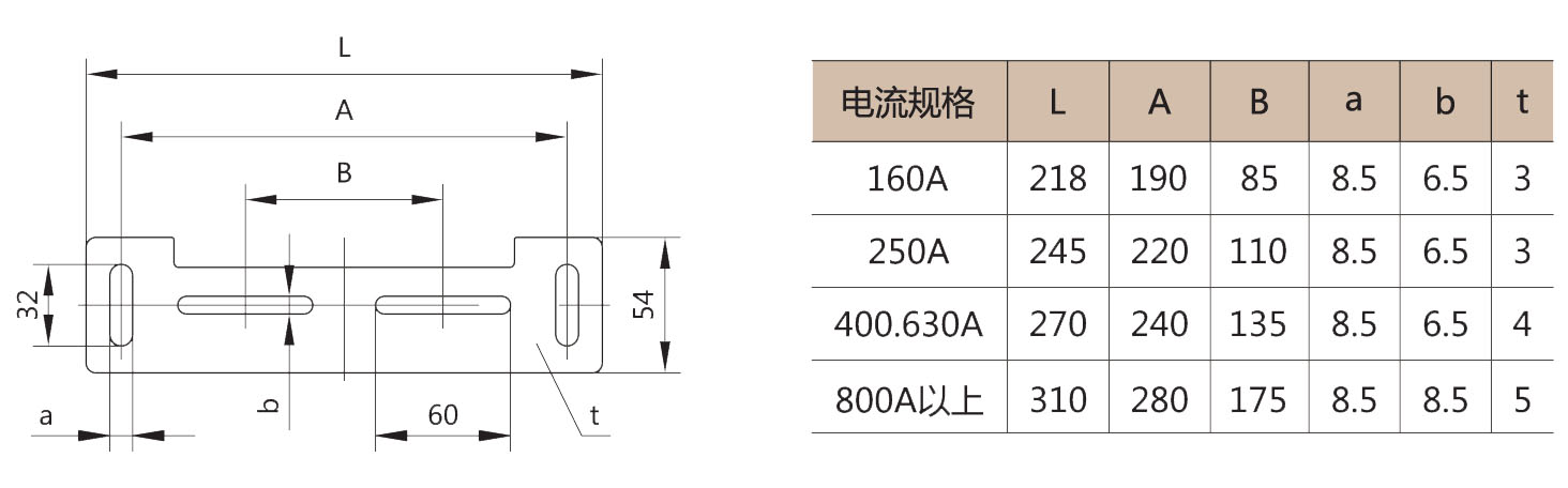 HGL系列隔离开关的外形尺寸