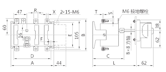 HH15A(QA)-125~1000外形与安装尺寸