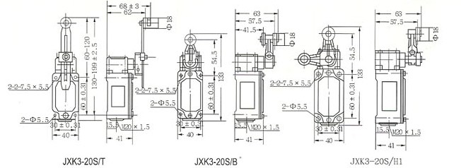 LXK3系列行程开关外形尺寸图