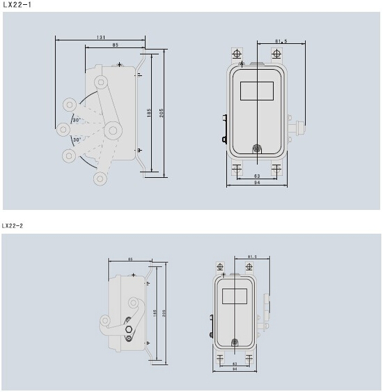 LX22系列行程开关外形尺寸图