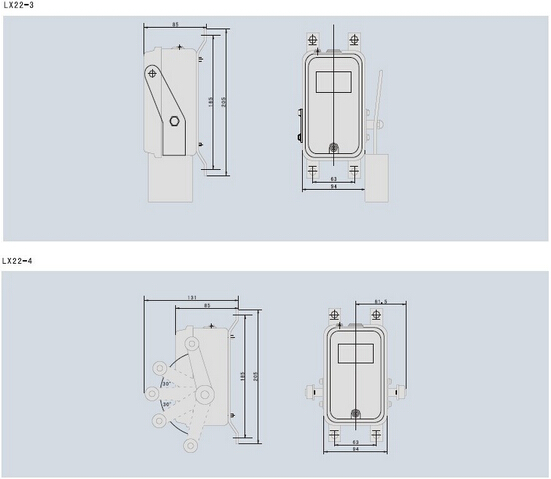 LX22系列行程开关外形尺寸图