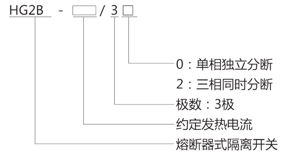 HG2B系列条形熔断器式隔离开关型号及含义