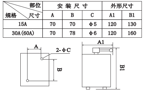 QS系列防水倒顺开关接线图外形及尺寸图