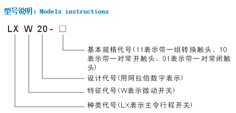 LXW20-11微动开关型号及含义