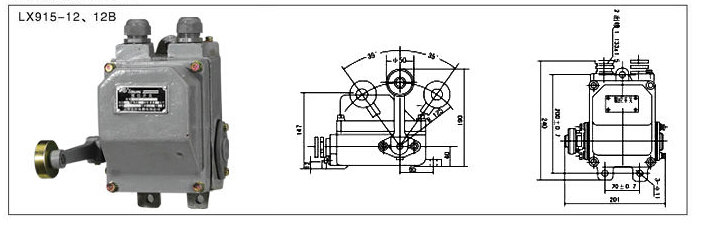 LX915系列船用限位开关外形尺寸图